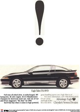 1990 Eagle Talon Tsi Turbo Awd 8.5 X 11 Sales Ad - Dsm