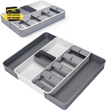 Silverware Organizer, Fork Drawer Organizer Utensil Organizer Large Expandable C