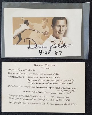 Dennis Ralston Autograph HOF Wimbeldon US Davis French Open Champion 3x5 Card