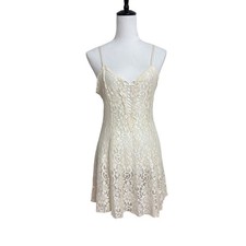 Y2K Vintage Cream Floral Lace Slip Dress Frederick's Of Hollywood Size Medium