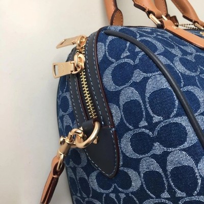 COACH CY699 Rowan Large Satchel Bag Signature Canvas Blue Brown