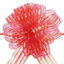 5pcs 6" Large Organza Pull Bow Chiffon Gift Wrapping Bows Ribbon Red