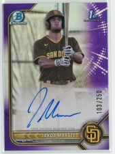 2022 Bowman Draft Jakob Marsee Chrome Purple Refractor Auto /250 - CDA-JME