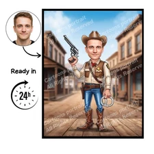Sheriff Cartoon Portrait, Sheriff gift, Custom Sheriff Caricature, Sheriff