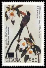 GHANA 1124 - Fork-tailed Flycatcher "1989 Provisional" (pc20349)