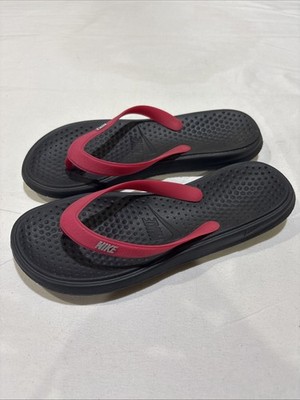 Nike Solay Flip Flop Rubber Sandal Shower Shoes Girl's Sz 6 Pink & Black