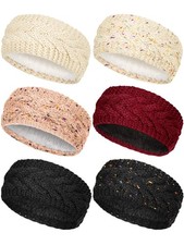 6 Pack Women Winter Headbands Ear Warmer Fuzzy Fleece Lined Bulk Knit Thick W...
