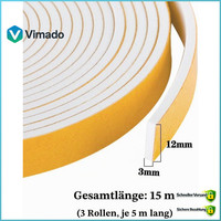 Dichtungsband Selbstklebend 12Mm X 3Mm 15M Schaumstoff Gegen Zugluft