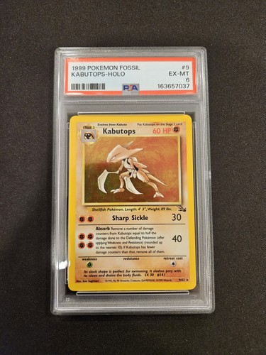 Pokemon 1999 Kabutops Fossil 9/62 Unlimited Holo Rare PSA 6 EX-MT New Cert
