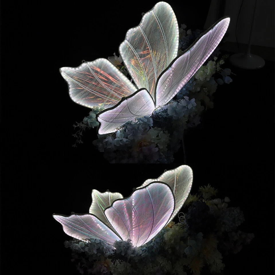 Juego de lámparas de pie y techo de mariposa blanca arco iris de 31,4 pulgadas y 2 piezas - decoración de fiesta de boda Foto 3 de 4