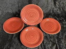 Philippe Richard Stoneware Cranberry Red SWIRL 7 1/2" Salad Plates - Set of 4