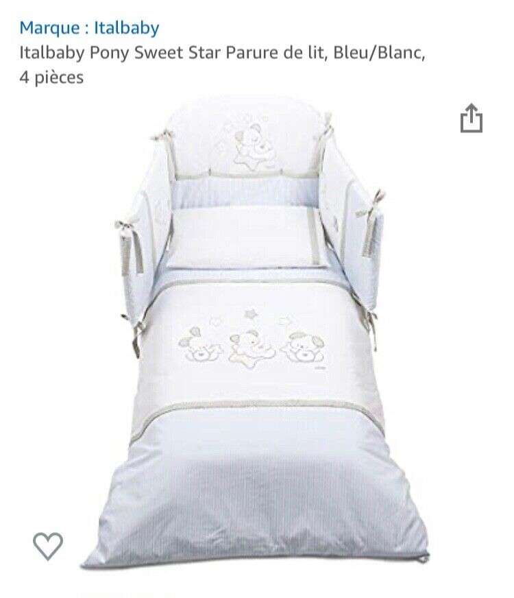 Parure de lit bébé Italbaby rose 4 pièces avec tour de lit et couette