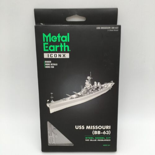 Metal Earth Iconix USS Missouri BB-63 Stahl Modellbausatz Neu Open Box