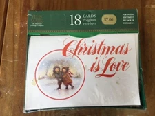 BOX OF 18 PLUS MARK CHRISTMAS  IS LOVE CARDS & ENVELOPES VINTAGE OLD STOCK USA