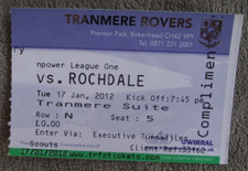 2011-12 Tranmere Rovers  v Rochdale - League One  - Ticket Stub