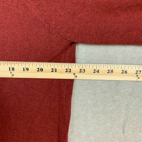 Suéter LL Bean Cashmere Para Hombres L-Reg Naranja Pullover Cuello en V Tejido Manga Larga - Imagen 7 de 9