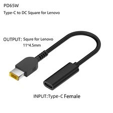 Type-C to DC Square Tip Connector Power Charge USB C Cable for Lenovo ThinkPad