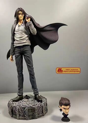 Anime Titan Long hair Eren Jaeger Stand Head replaceable cloak Figure toy Gift - Picture 1 of 4