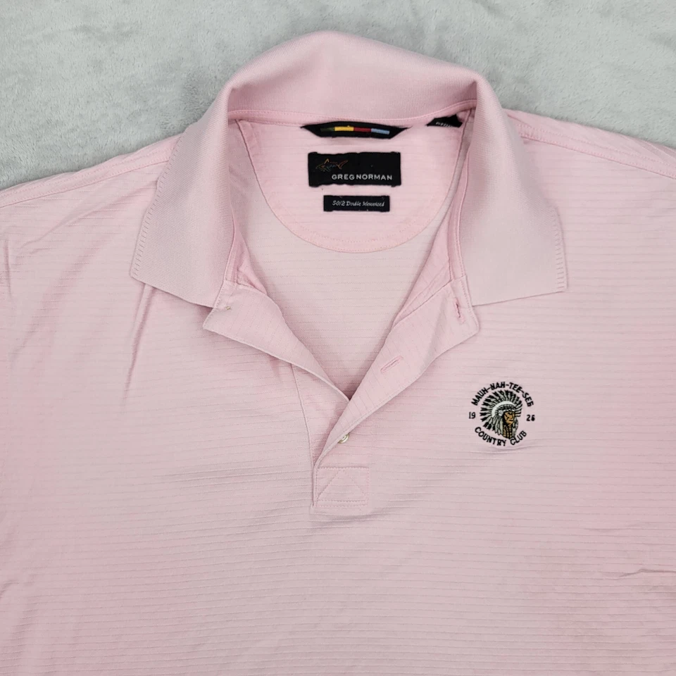 Camisa de Golf Greg Norman Hombres Grande Polo Mauh Nah Camiseta Ver Wisconsin Nativo Americano Foto 2 de 4