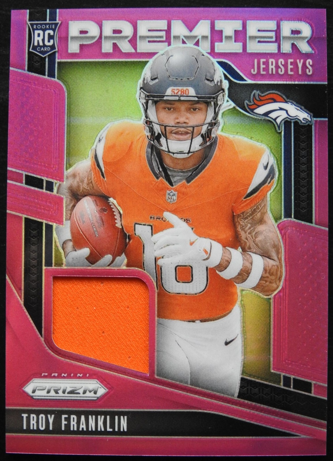 2024 Panini Prizm Troy Franklin Rookie Gear Pink Prizm Jersey Patch #RG-TFN