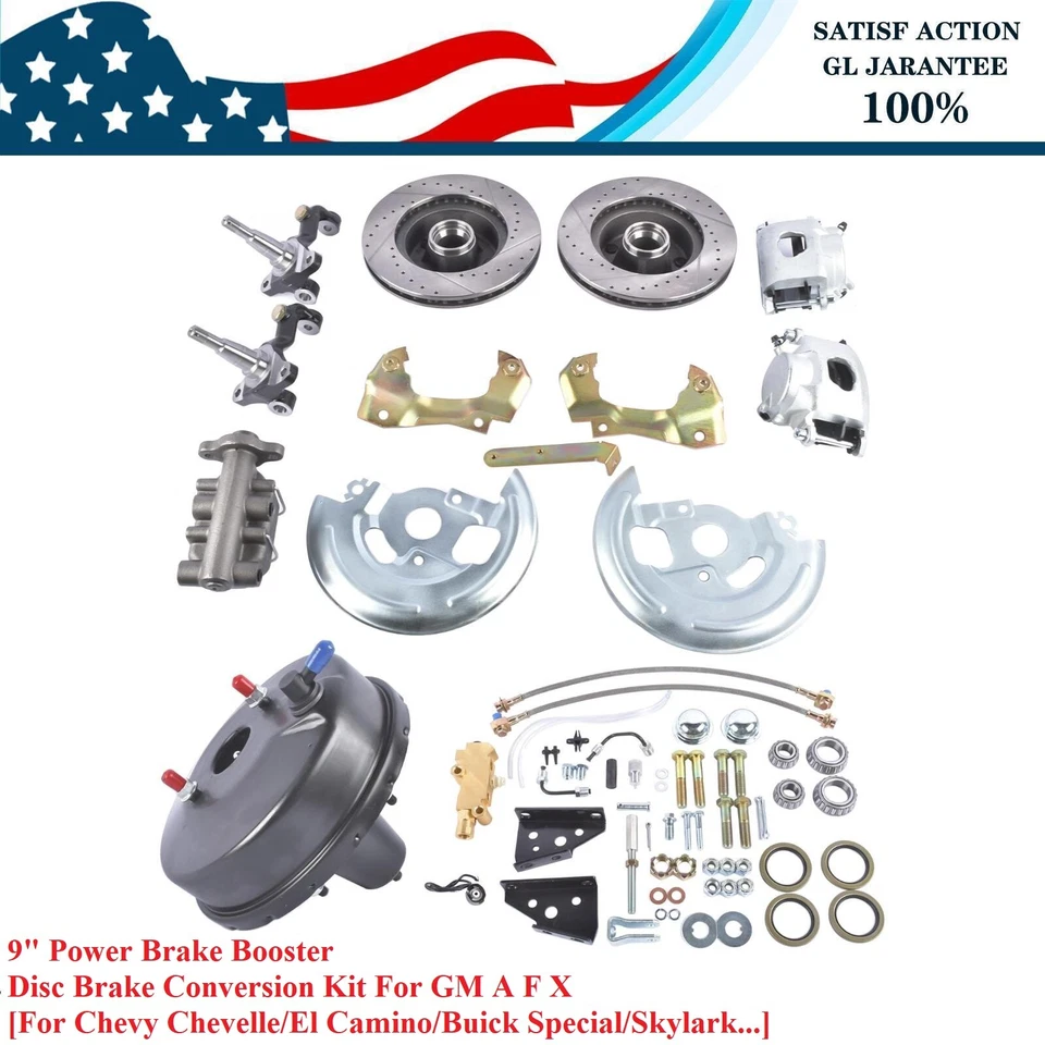 Nuevo kit de conversión de freno de disco para rotores perforados de refuerzo GM A F X 1964-1972 9" Foto 3 de 4