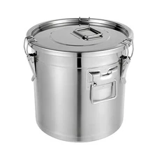 21L Airtight Rice Bucket Stainless Steel Canister Food Storage Container w/ Lid