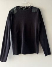 Ralph Lauren Pullover Schulterklappen Leder vintage (€250) rare!