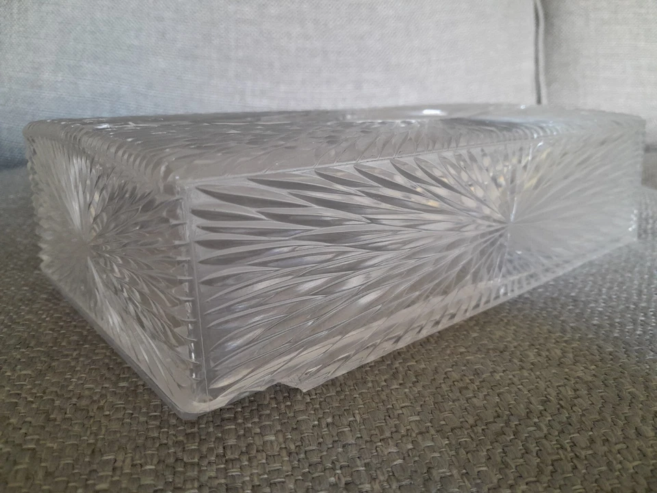 Caja de pañuelos de celebridad vintage años 60 Starburst acrílico Lucite plástico MCM Foto 3 de 4