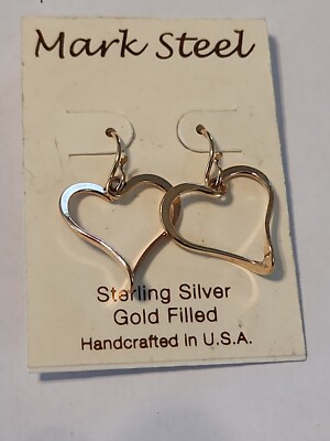 Mark Steel earrings sterling silver hearts sterling silver hook handcrafted