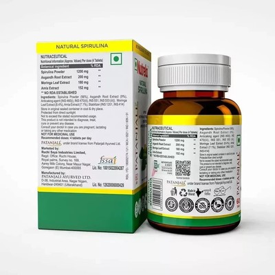 Patanjali Natural Spirulina Tablets with Amla Moringa &Asgand 60 tablet