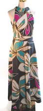 Tahari 12 Open Back Tie Abstract Sleeveless Floral Print Maxi A-Line Skirt NWOT