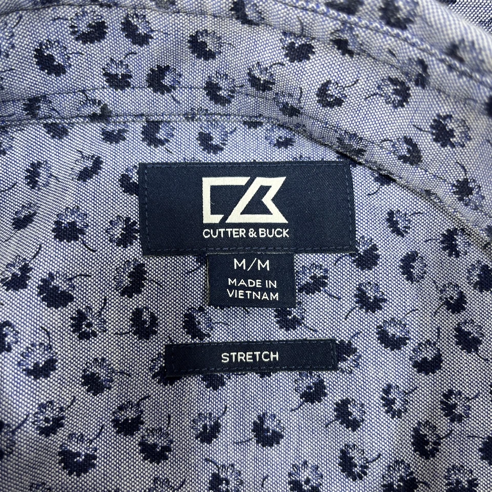 Men's Cutter & Buck Button Down Blue Shirt Size M Floral Pattern Long Sleeve U20 - Image 3 of 4