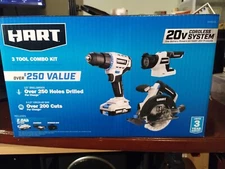HART 20V 3-Tool Combo Kit 1/2" Drill  Driver /  6-1/2" Circular Saw  /LED Light 