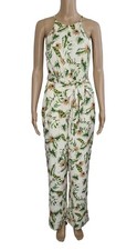 GREYLIN NWT 134 Valencia Halter Tropical Print Belted Wide Leg Jumpsuit XS