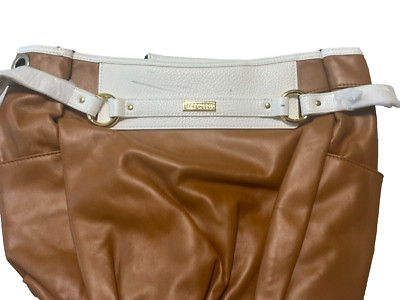 EUC - MICHE - Demi Bag Shell - ''Kaye'' - tan & white faux leather - (Blemished)