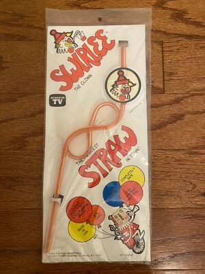 1979 Vintage ''SWIRLEE THE CLOWN'' {As Seen On TV} ''STRAW'' Collectible, NEW! RARE!