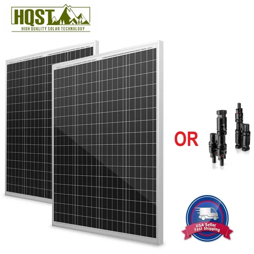 HQST Polycrystalline Solar Panel 200W 2 Packs100W PV Power RV Boat Home Off Grid