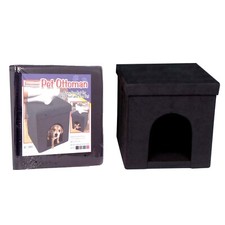 Portable Folding Pet Dog Cat House Ottoman Seat Footstool Box, Suede, Black NEW
