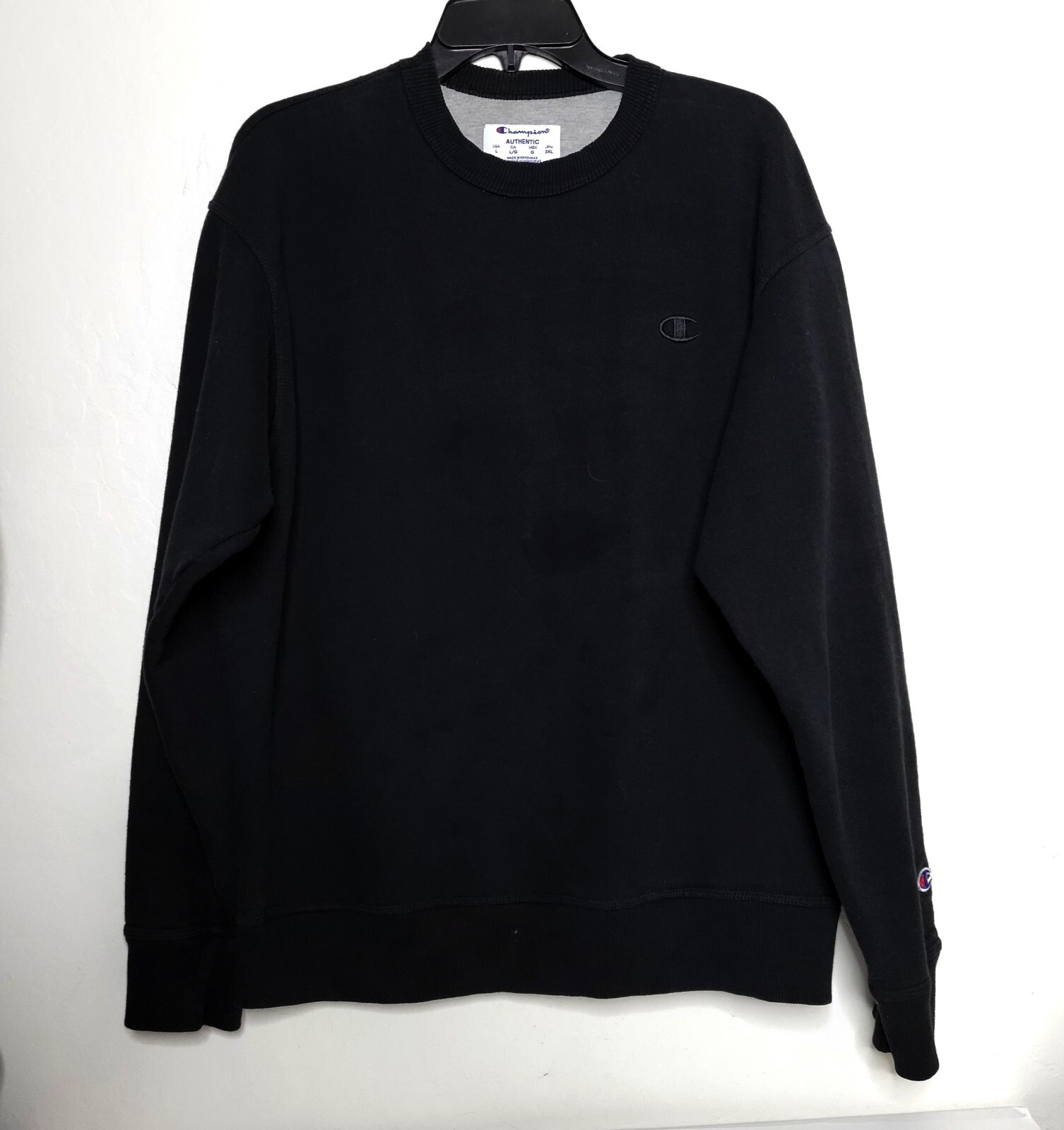 Champion Authentic Crewneck Sweatshirt Size Large Black