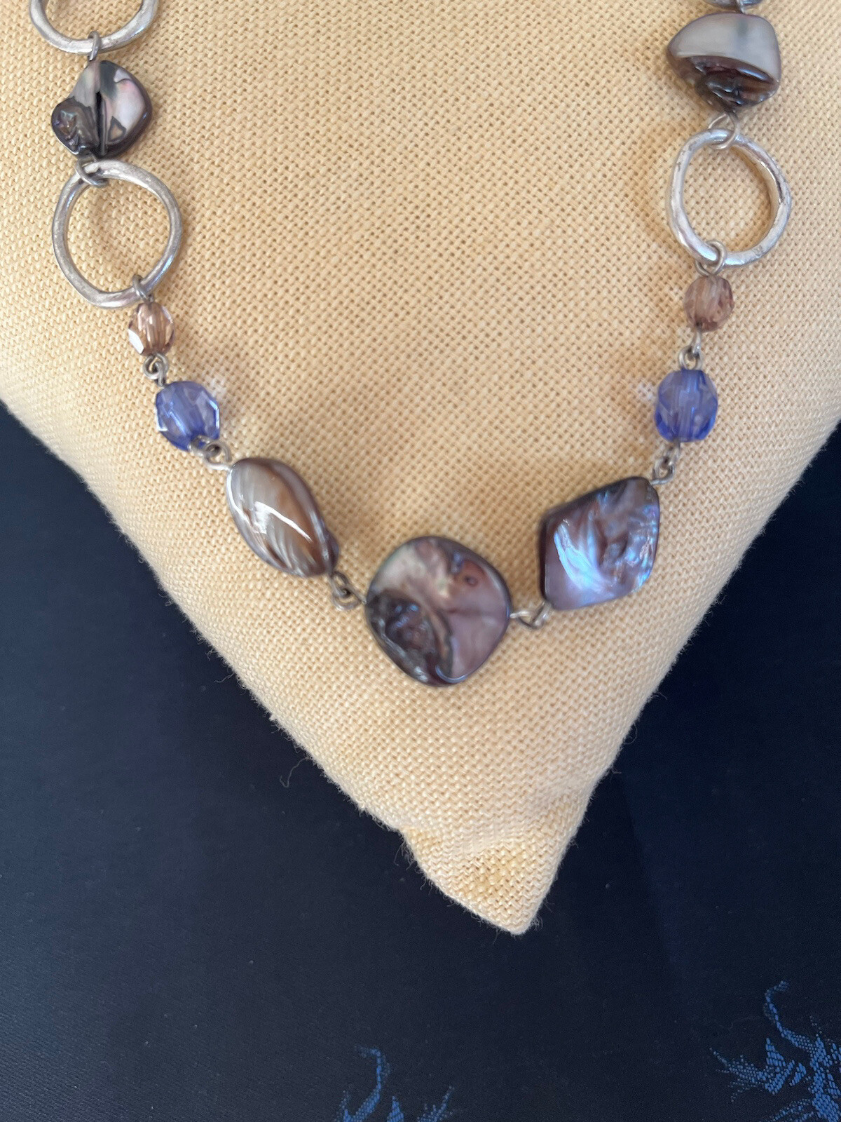 Lia Sofia Abalone shell Necklace w/ beautiful blu… - image 3