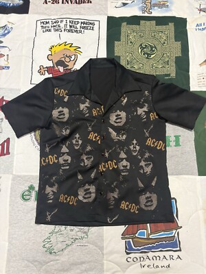 Custom single stitch Black AC/DC button-up shirt with silver accents | eBay