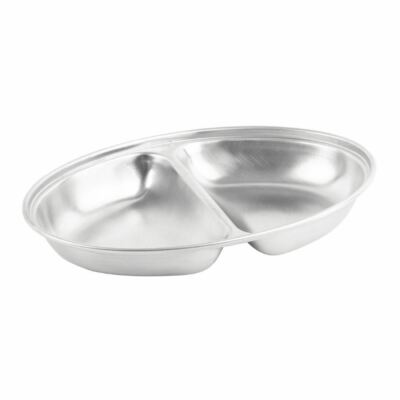 Olympia ovale 8 Zoll Gemüseschale mit 2 Teilungen Edelstahl ohne Deckel