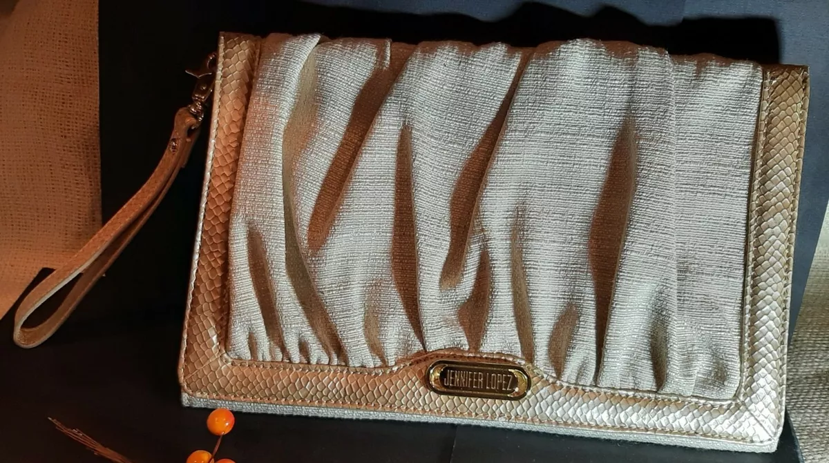 Cream and clearance gold clutch bag