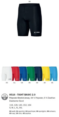 Jako Tight Basic 2.0 8516 Unterziehhose Fußball Handball Hockey Basketball Run
