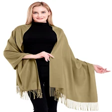 CJ Apparel Khaki Thick Solid Color Cotton Blend Shawl Seconds Scarf Pashmina NEW