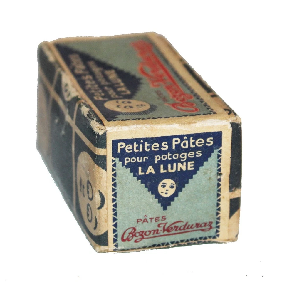 Ancienne boîte / échantillon / Petites Pâtes pour potages La Lune / 1/4 pleine - Photo 4/4