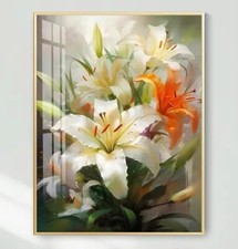 5D Diamond Painting by Number Kit, lily pattern, DIY Home Decor Gifts. 40x50cm