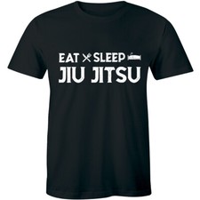 Eat Sleep Jiu Jitsu T-Shirt Funny Routine Mens Tee Martial Art Combat Sport Game
