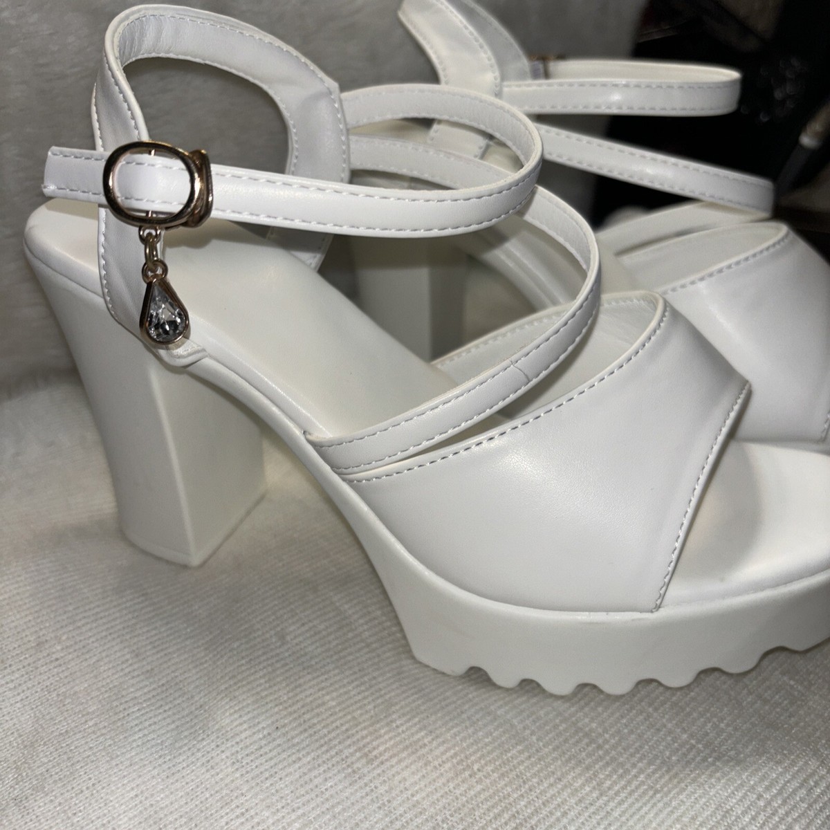 4 Inch Heel 1 Inch Platform Rhinestone Covered Peep Toe Pump