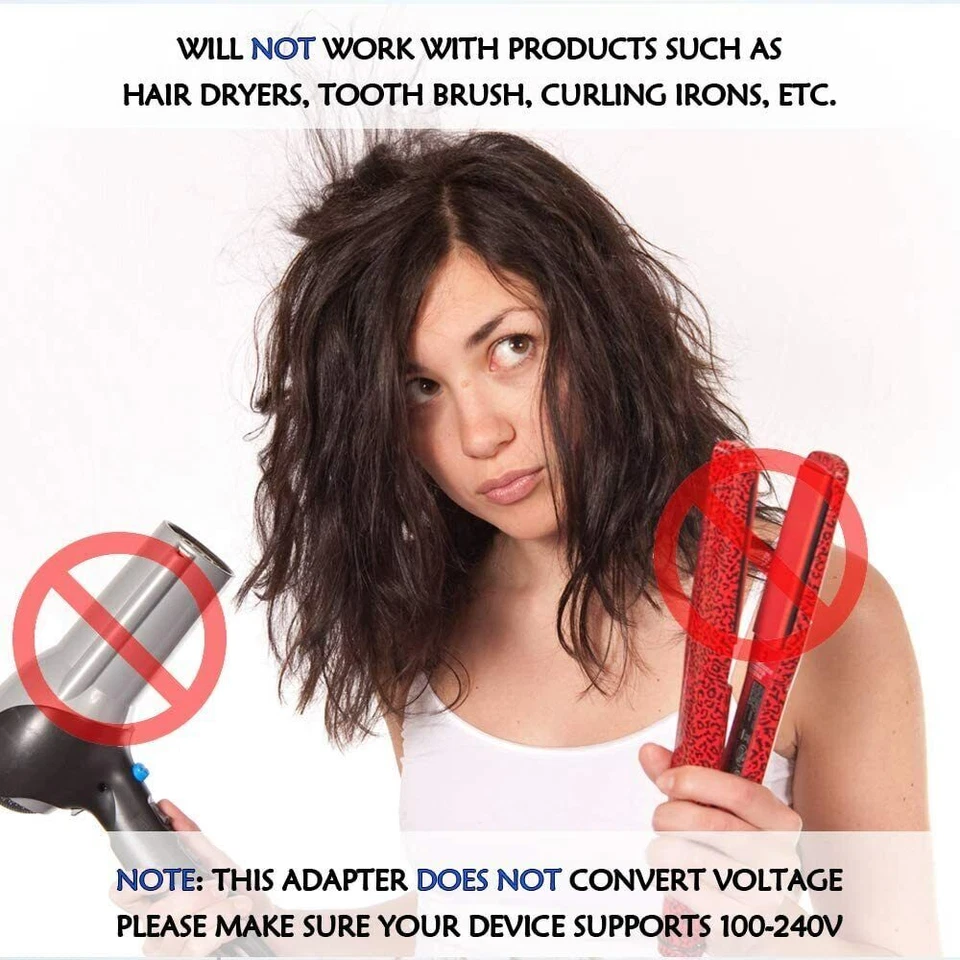 2PCS European EU To US American Adapter Plug Converter Euro Asia to USA  - Image 4 of 4